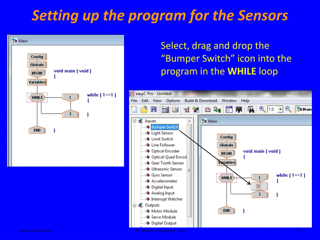 setting up the program for the sensors 2