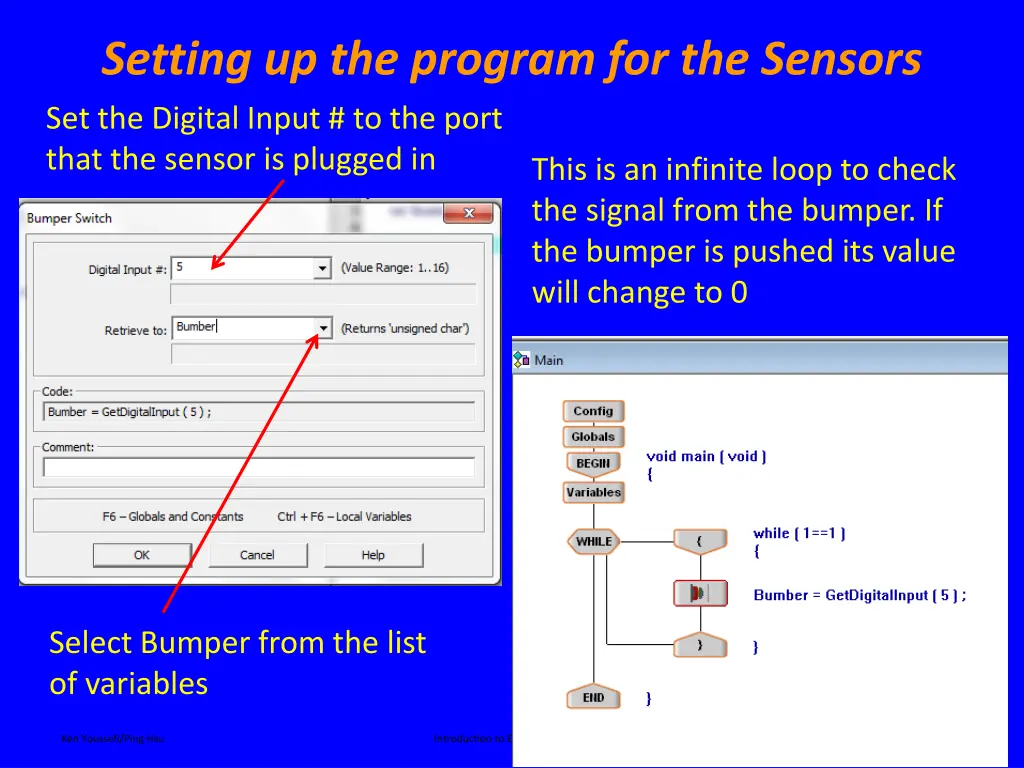 setting up the program for the sensors 3