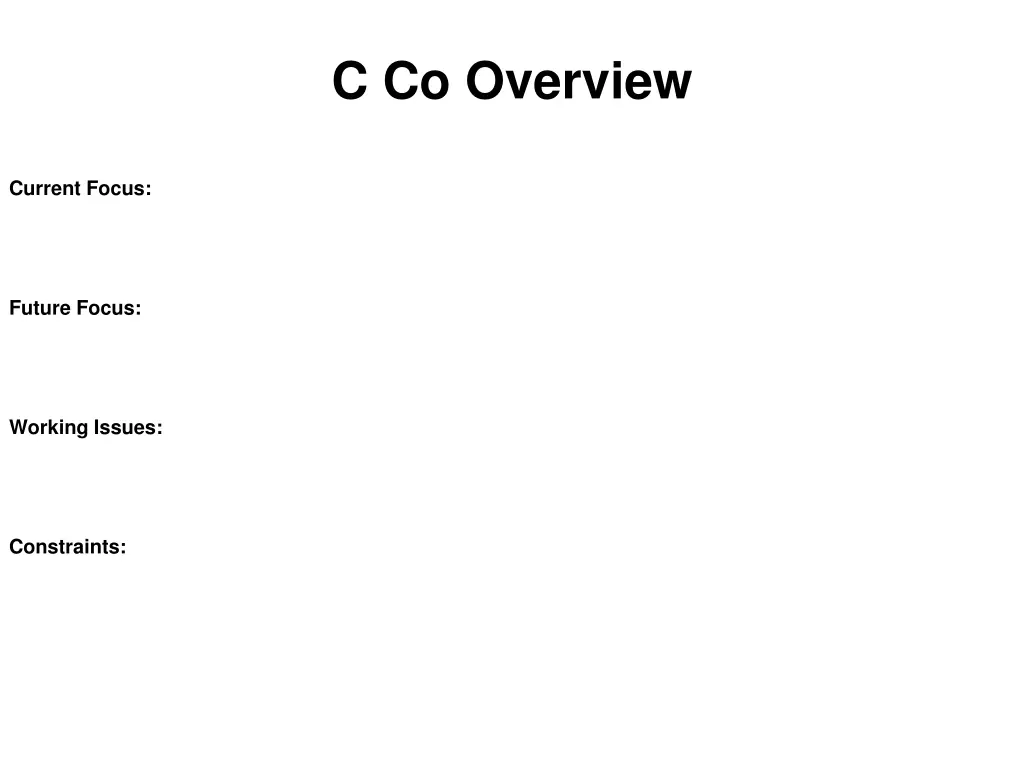 c co overview