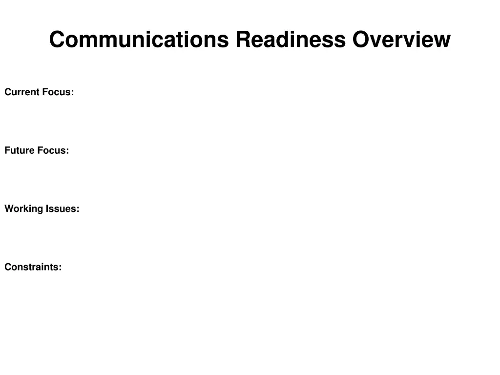 communications readiness overview