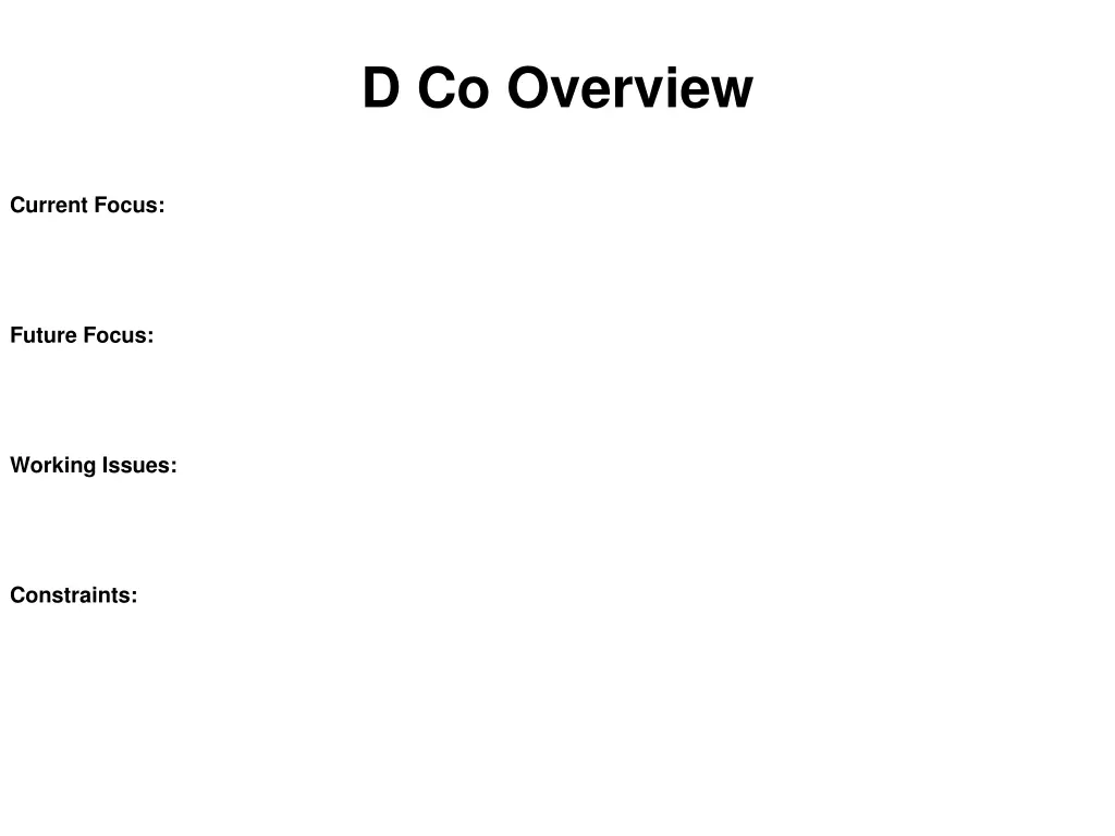 d co overview