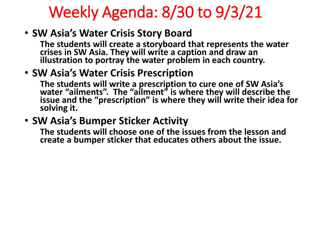 weekly agenda 8 30 to 9 3 21 weekly agenda 1