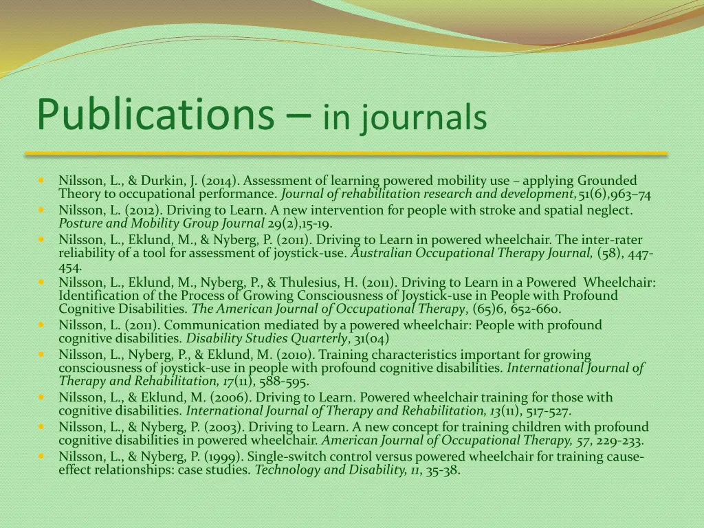 publications in journals