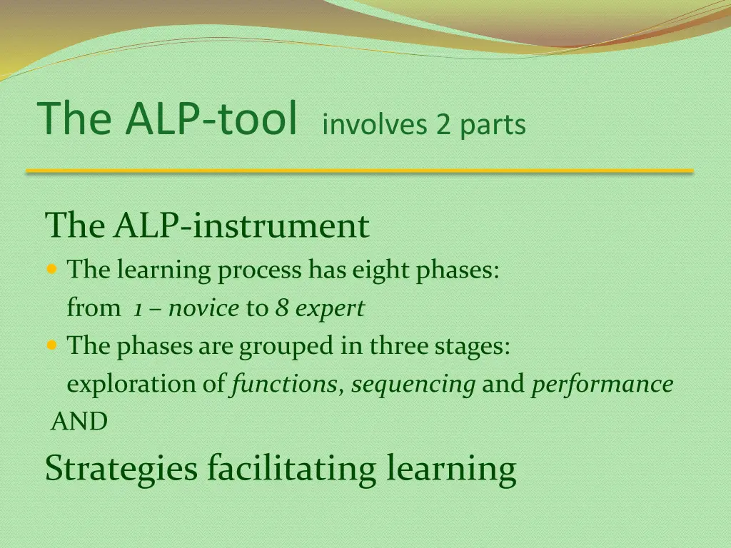 the alp tool involves 2 parts