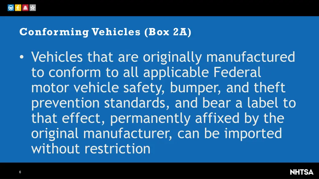 conforming vehicles box 2a