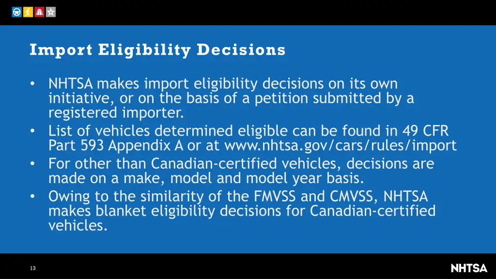 import eligibility decisions