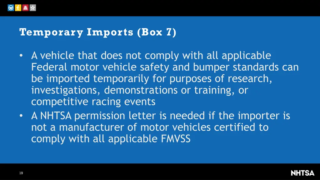 temporary imports box 7