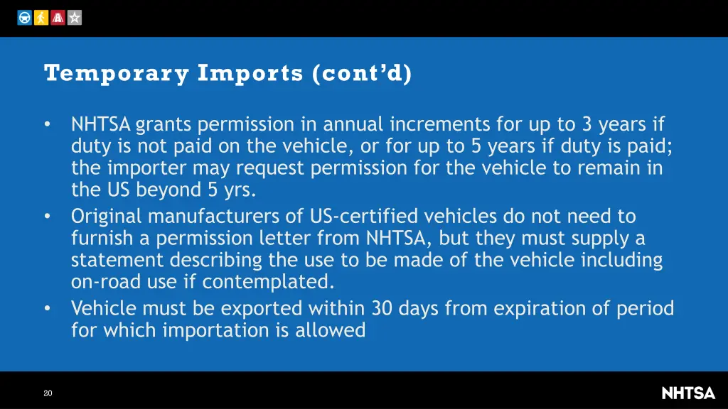 temporary imports cont d