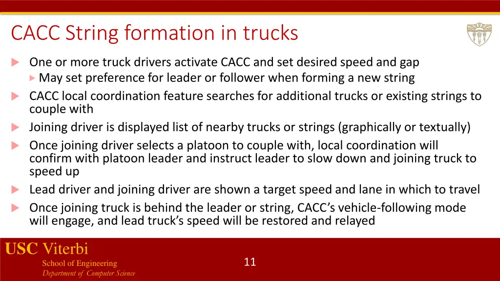 cacc string formation in trucks