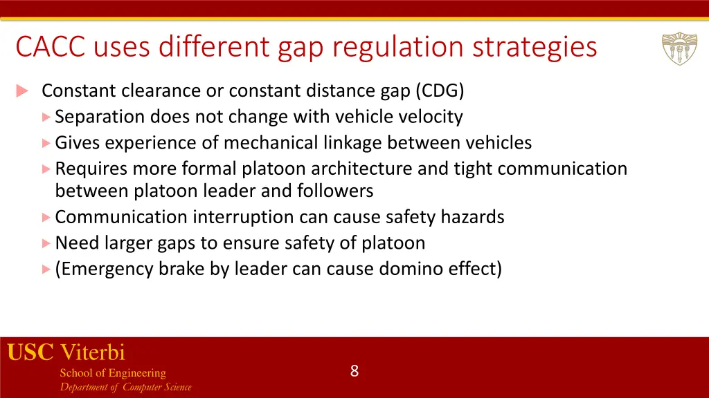 cacc uses different gap regulation strategies