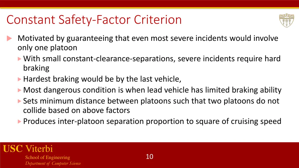 constant safety factor criterion