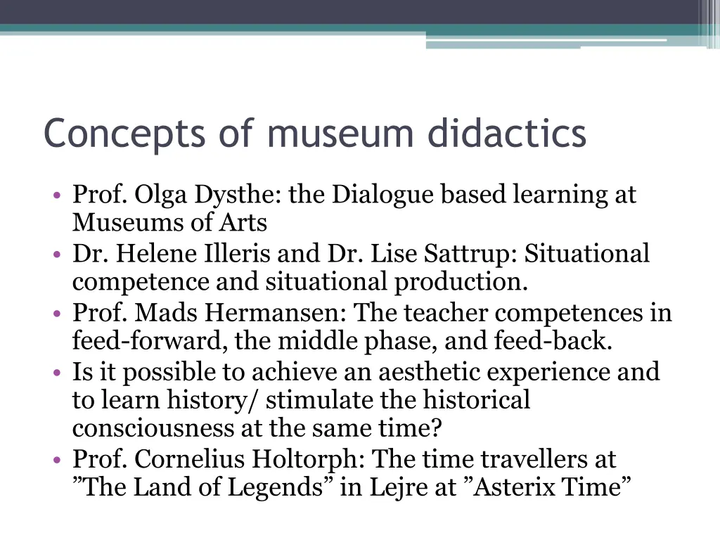 concepts of museum didactics