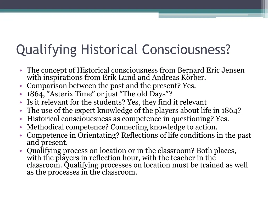 qualifying historical consciousness