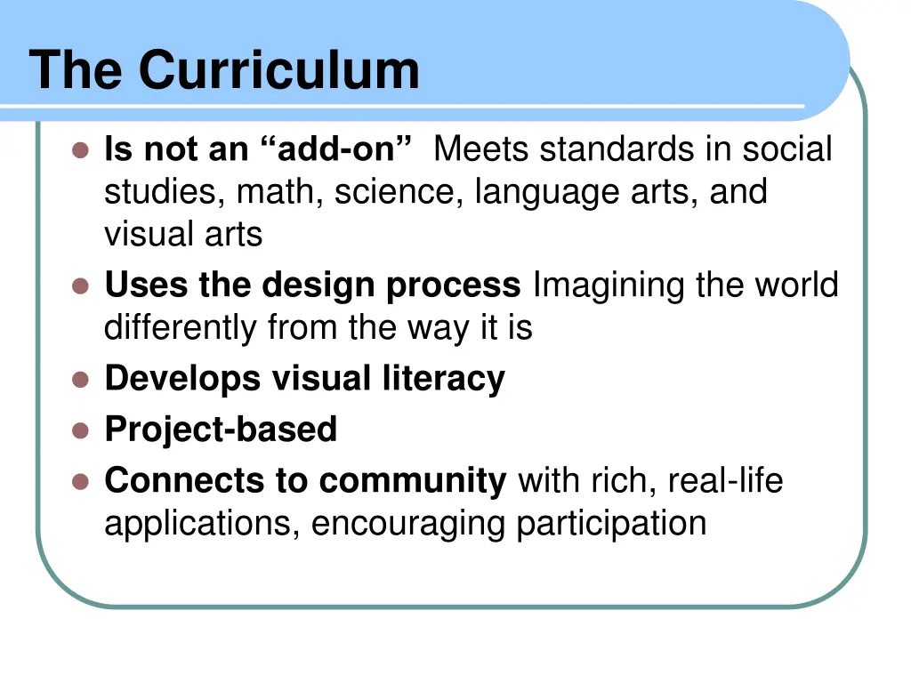 the curriculum 1