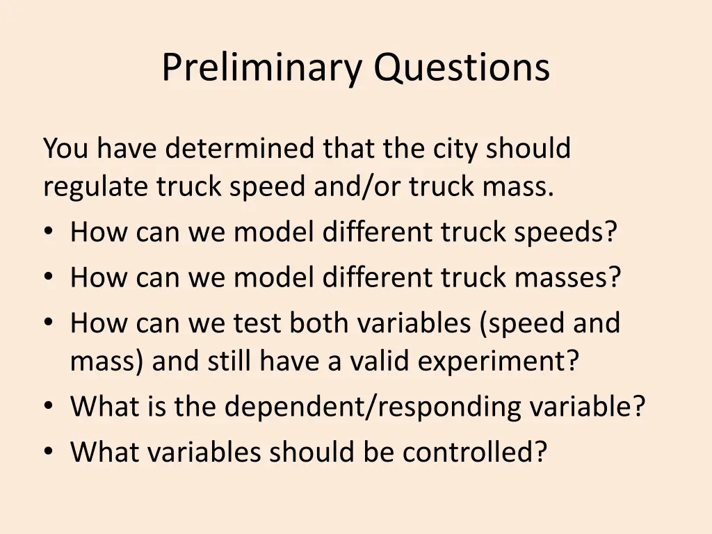 preliminary questions 1