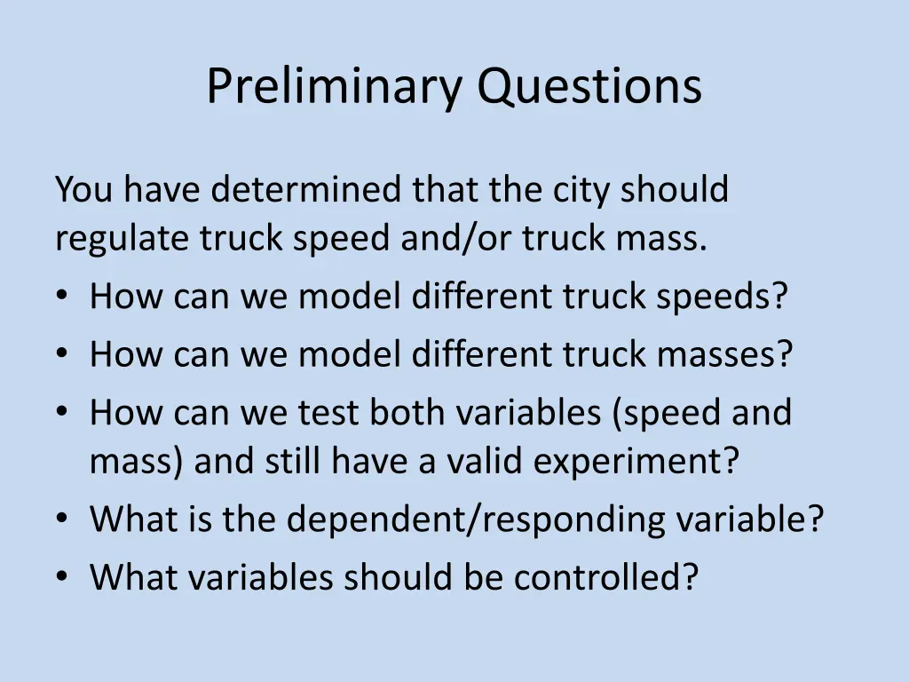 preliminary questions