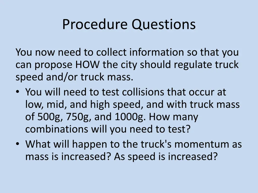 procedure questions