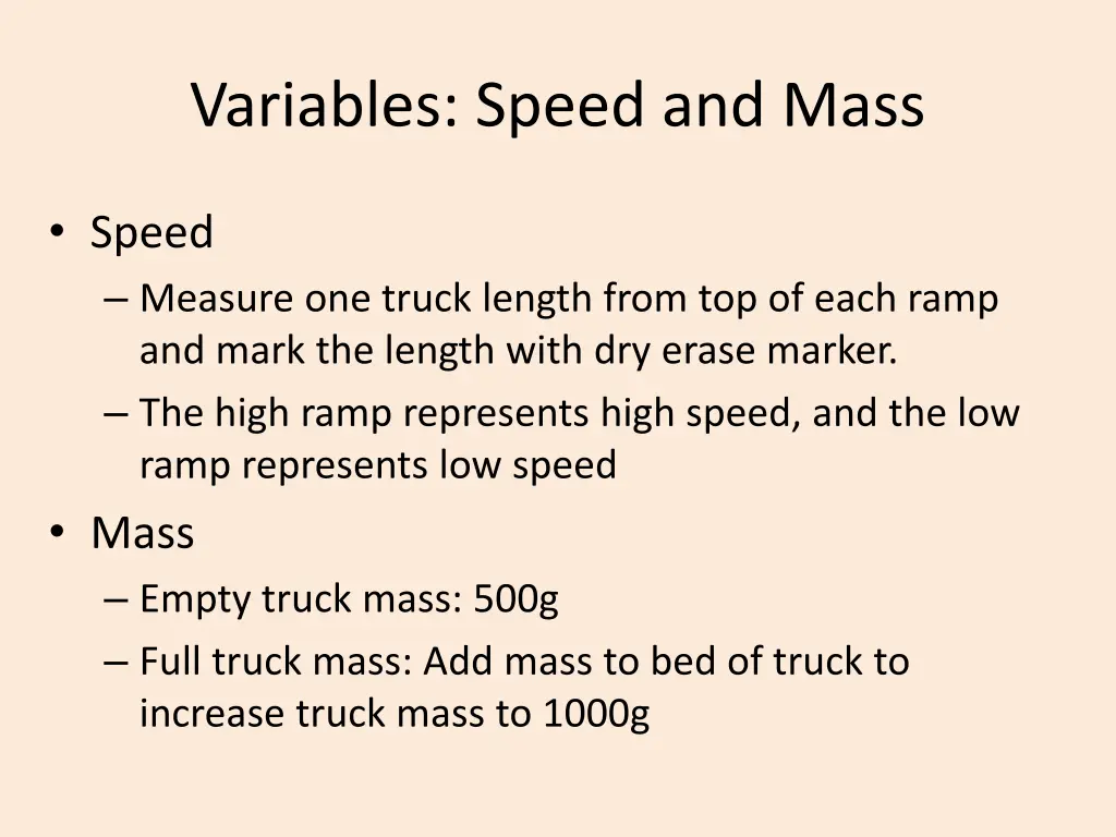 variables speed and mass 1