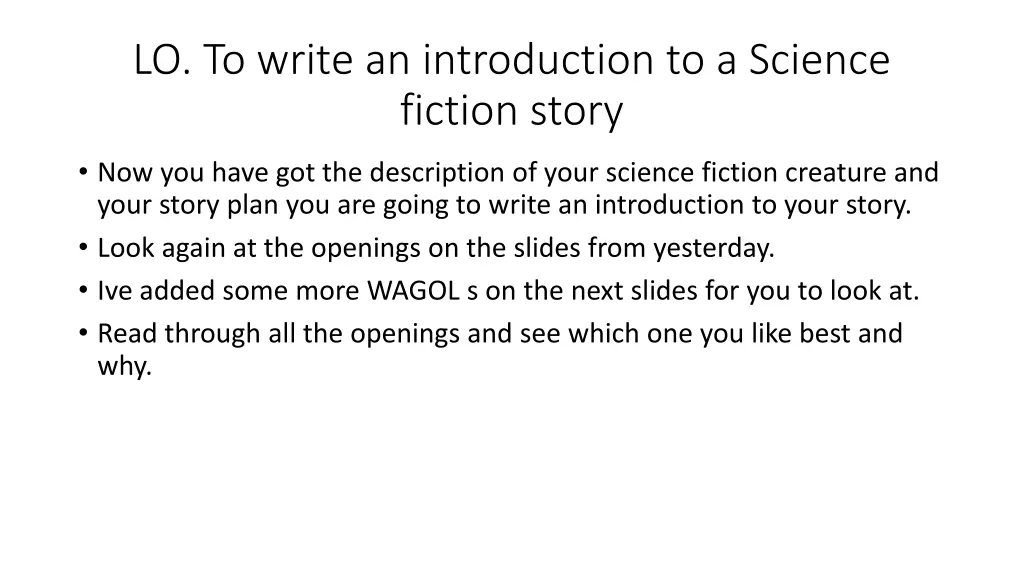 lo to write an introduction to a science fiction