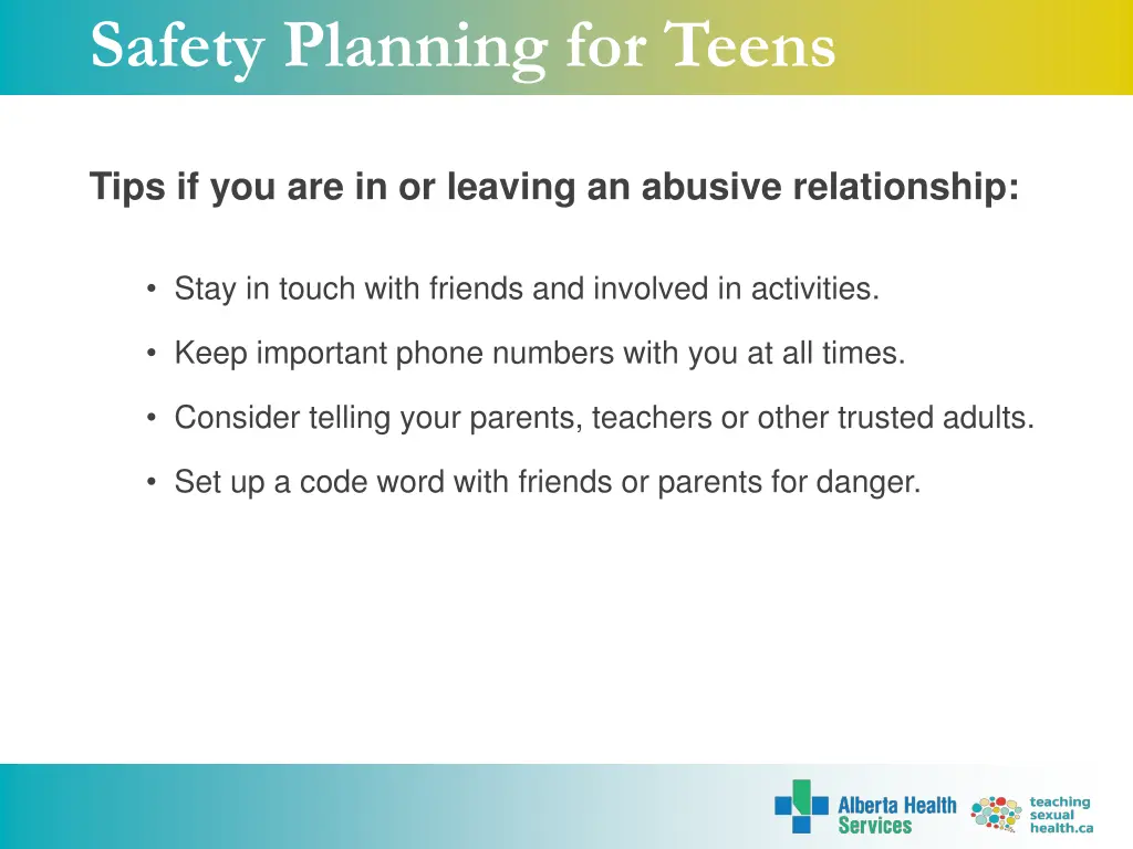 safety planning for teens