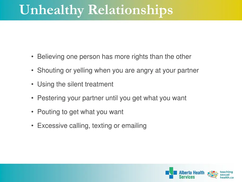 unhealthy relationships