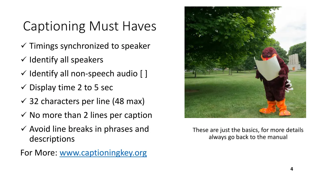 captioning must haves