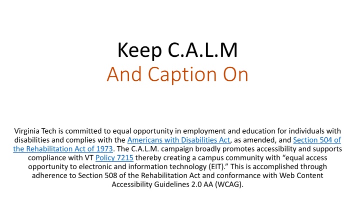 keep c a l m and caption on