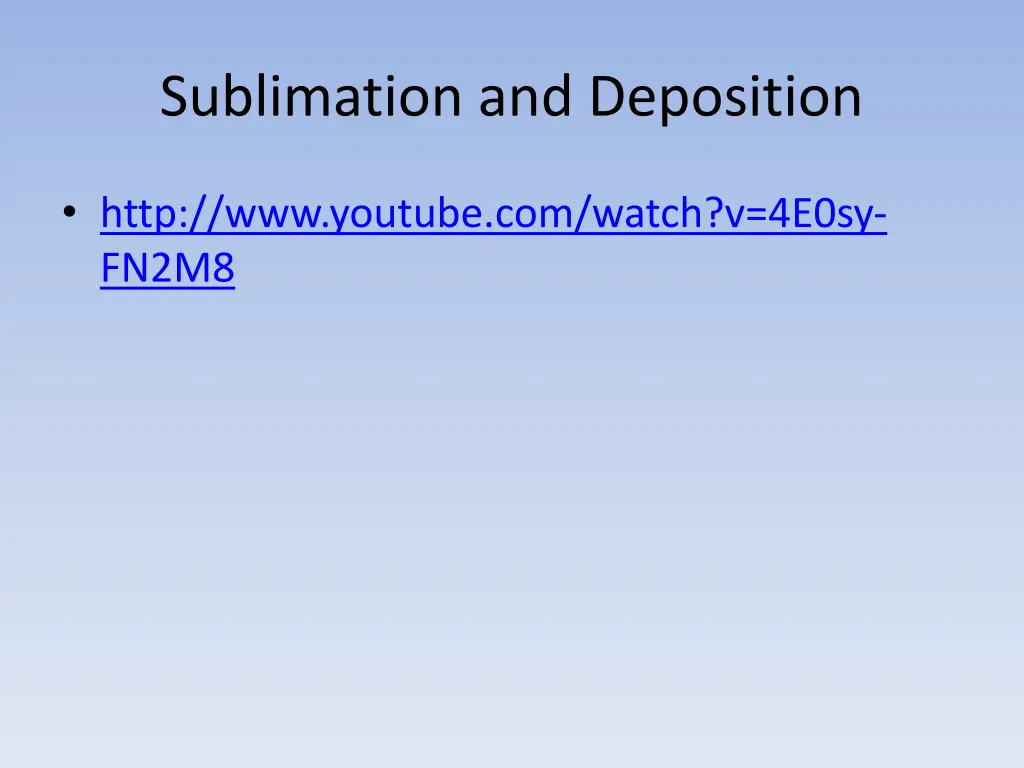 sublimation and deposition