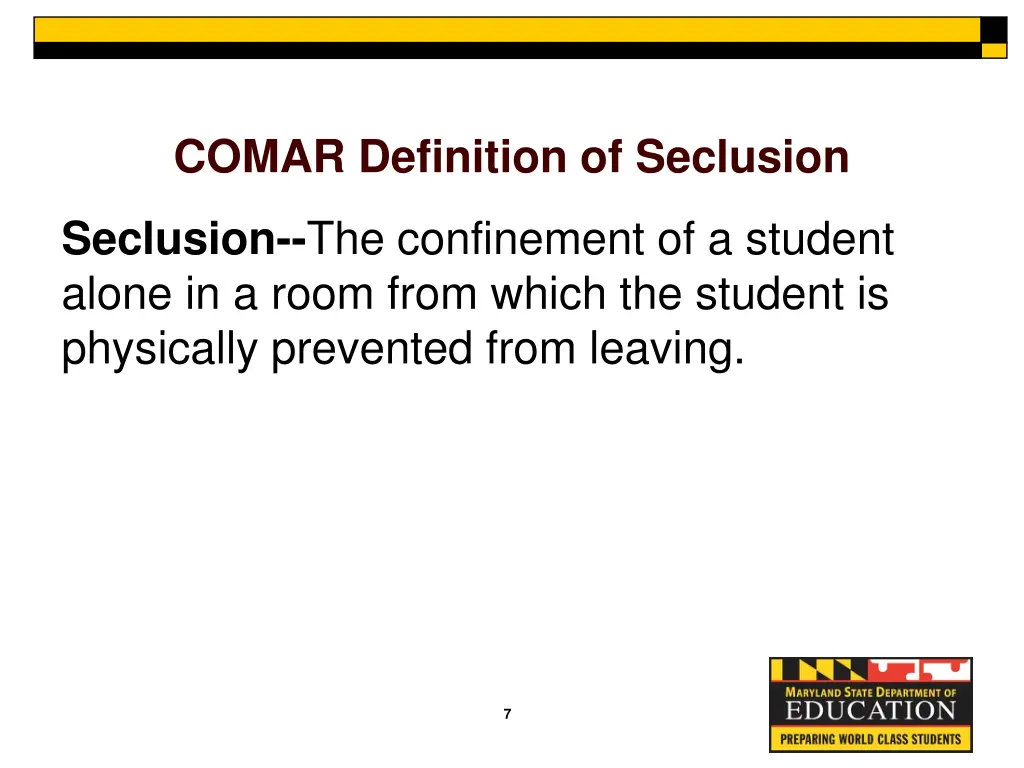 comar definition of seclusion