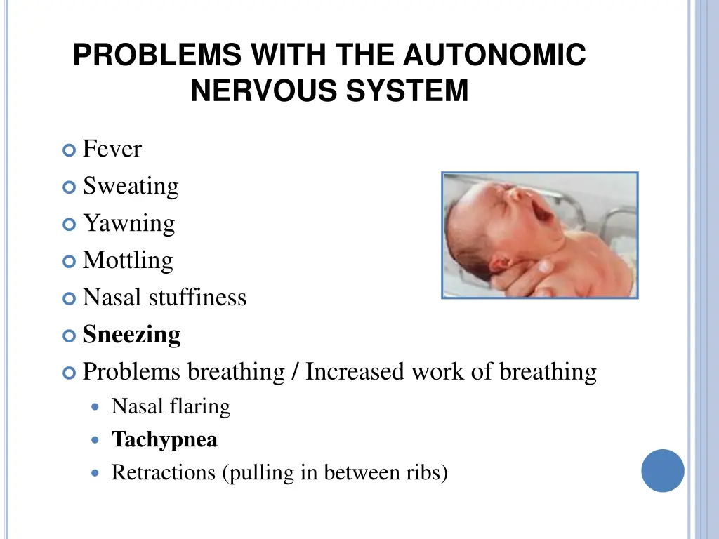 problems with the autonomic nervous system