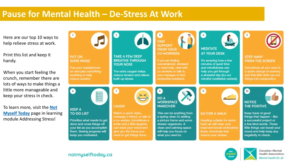 pause for mental health de stress at work