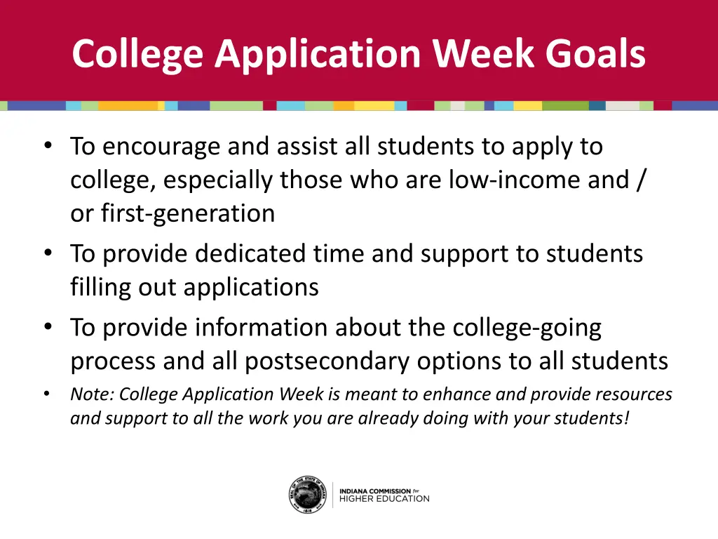 college application week goals