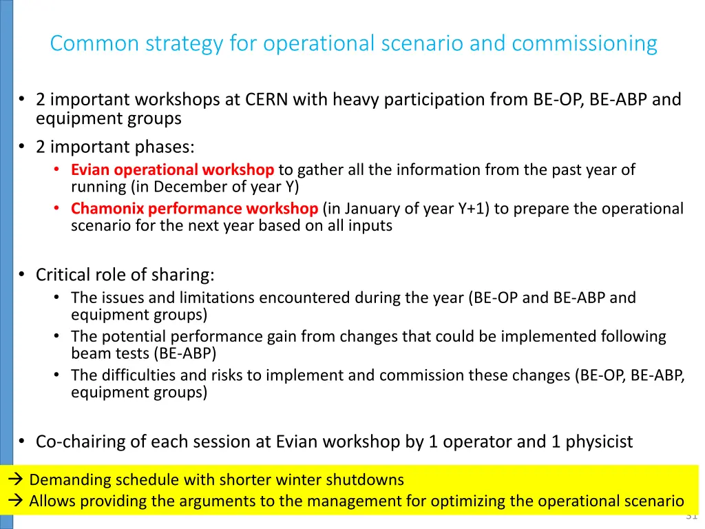 common strategy for operational scenario