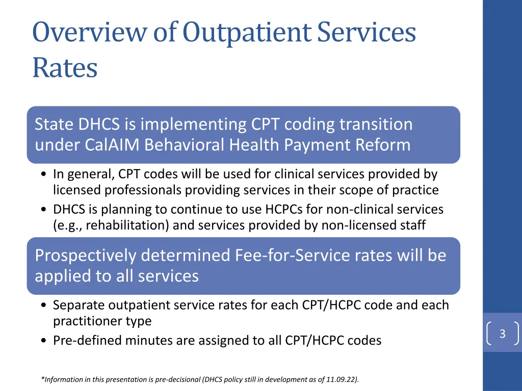 overview of outpatient services rates