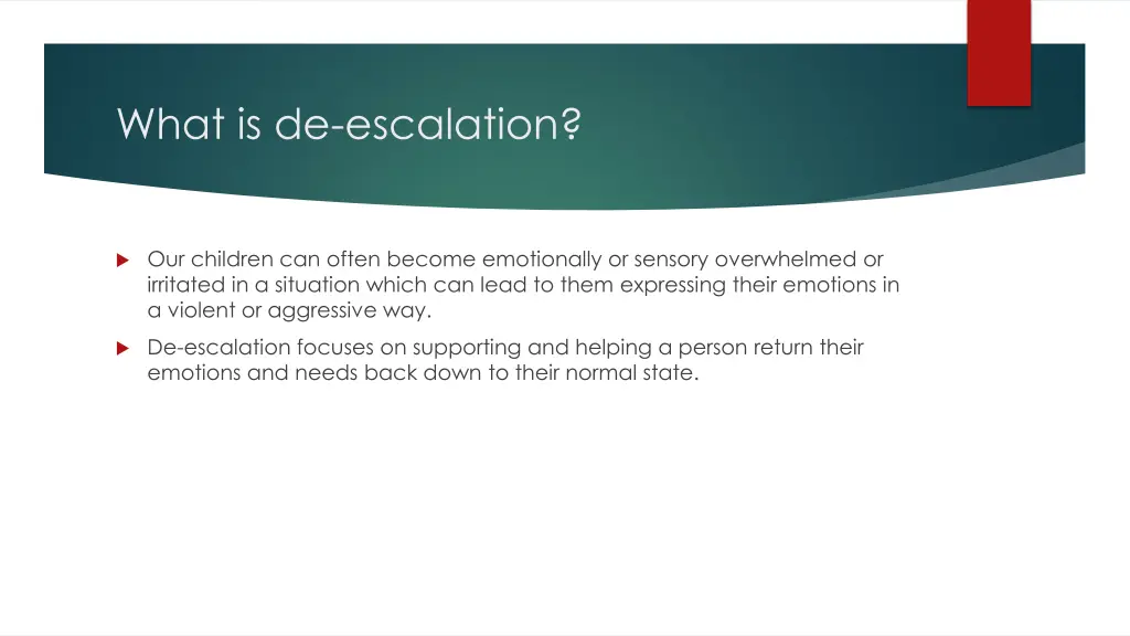 what is de escalation