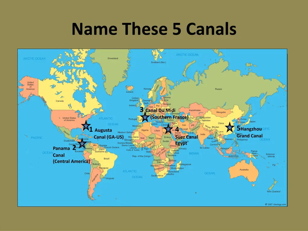 name these 5 canals 1