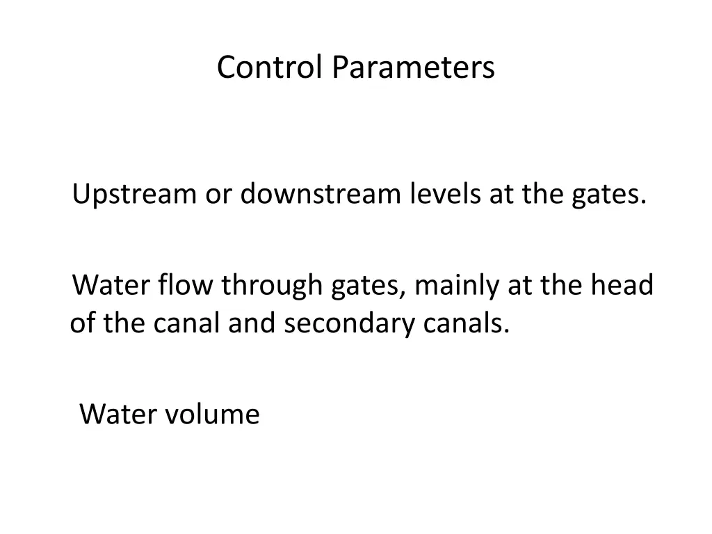 control parameters