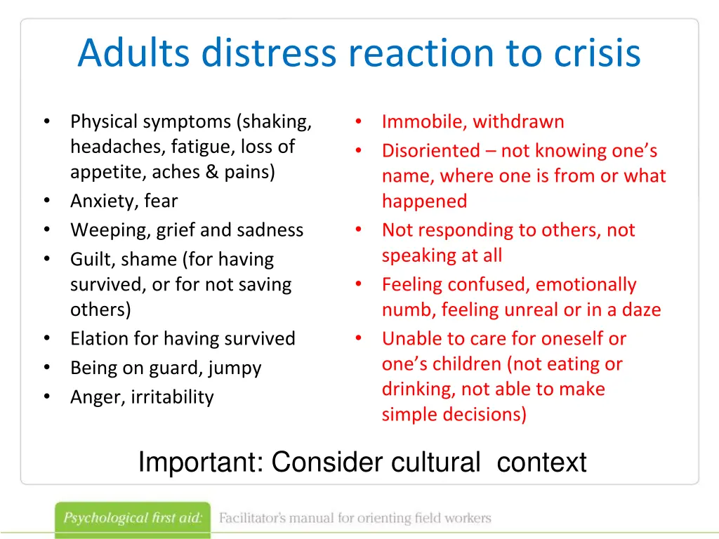 adults distress reaction to crisis