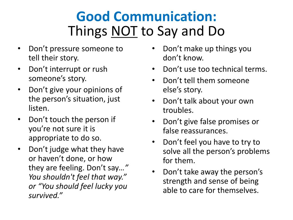 good communication things not to say and do