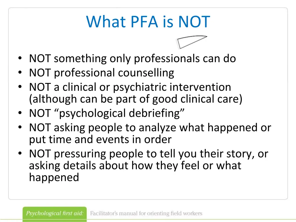 what pfa is not