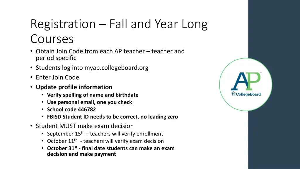 registration fall and year long courses obtain