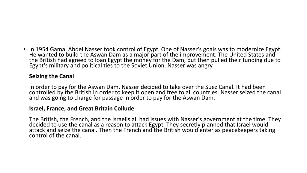 in 1954 gamal abdel nasser took control of egypt