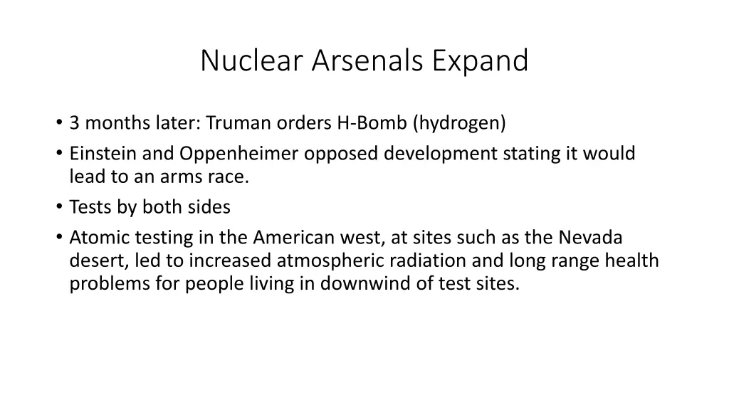 nuclear arsenals expand