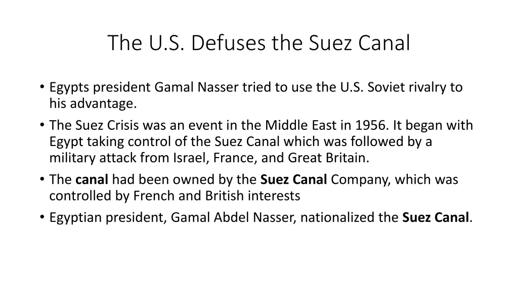 the u s defuses the suez canal