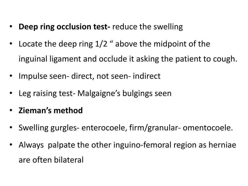 deep ring occlusion test reduce the swelling