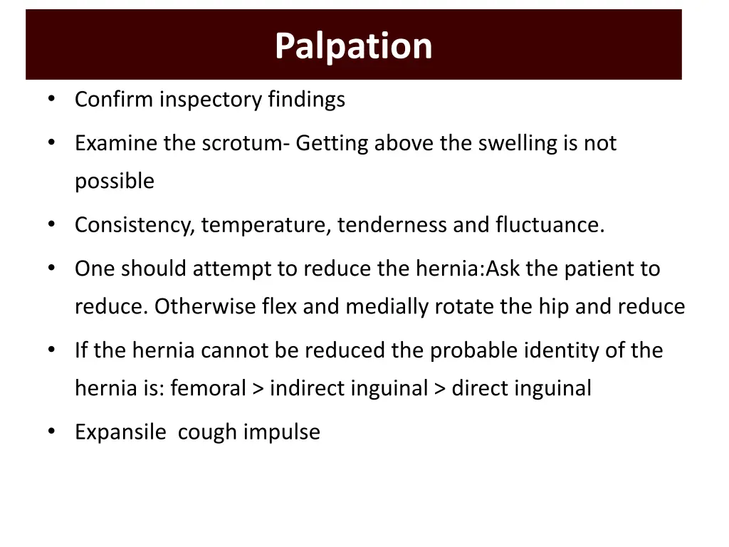 palpation