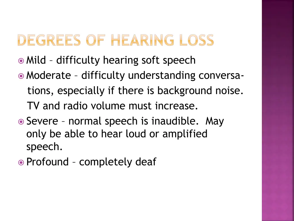 degrees of hearing loss