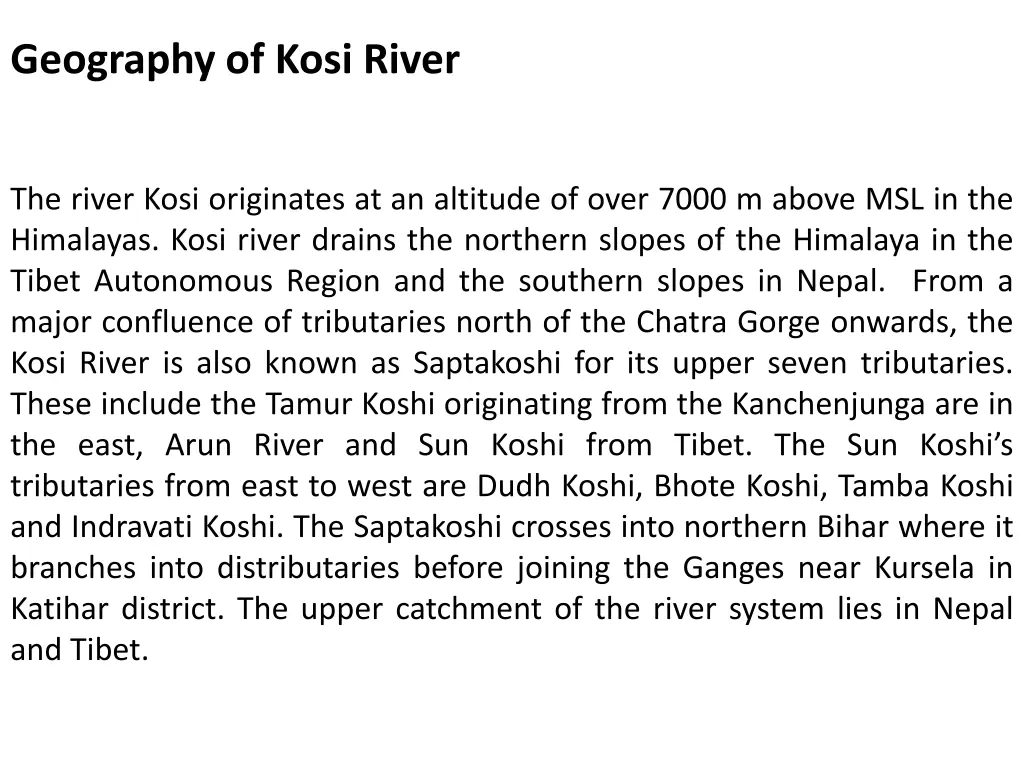 geography of kosi river