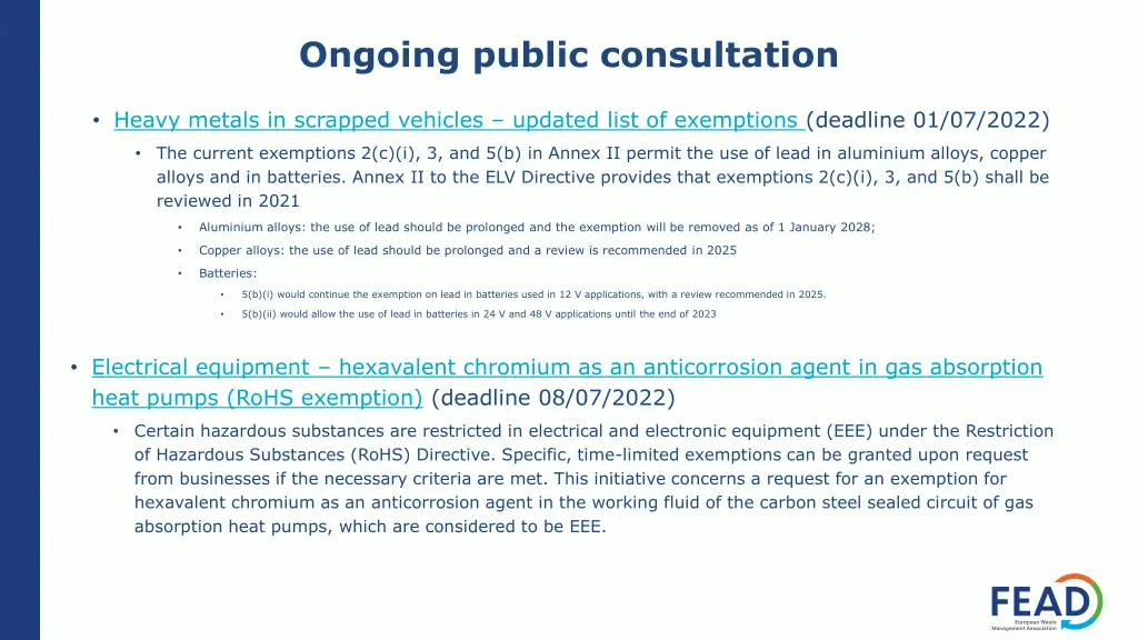 ongoing public consultation