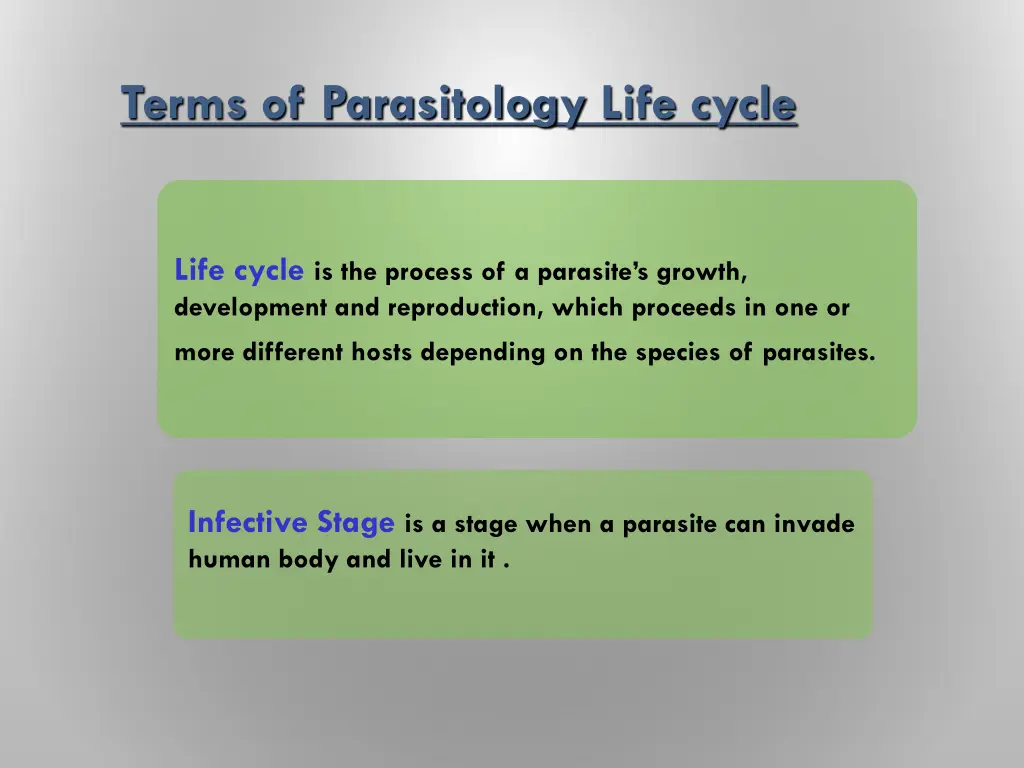 terms of parasitology life cycle